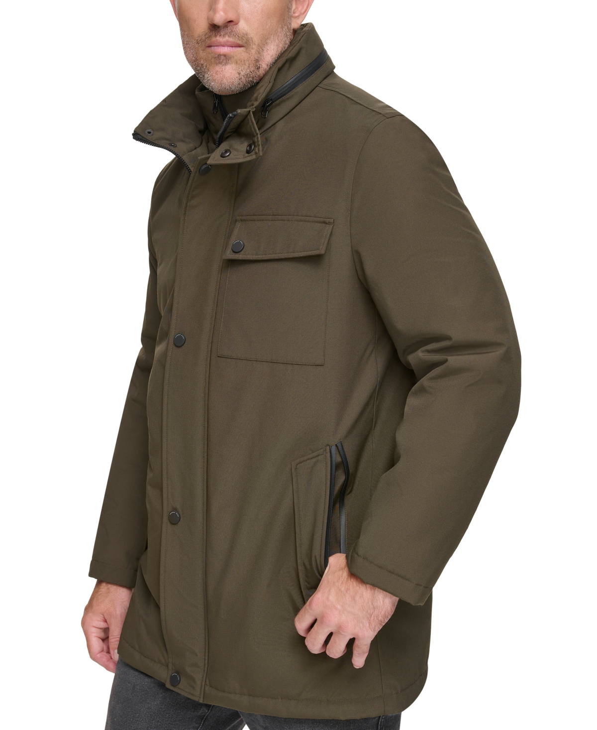 Marc New York Men's Harcourt Car Coat with an Attached Self Fabric Bib