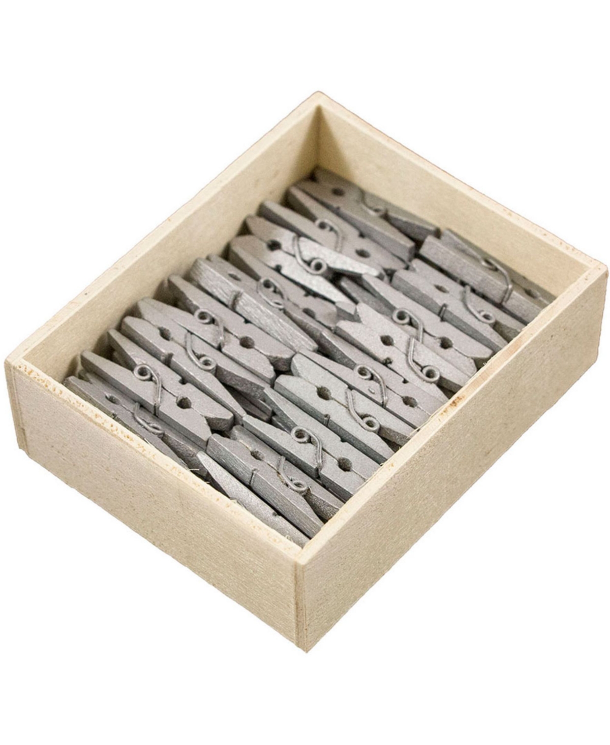 Wood Clip Clothespins - Medium - 1.13" - 50 Clothes Pins Per Pack - Silver