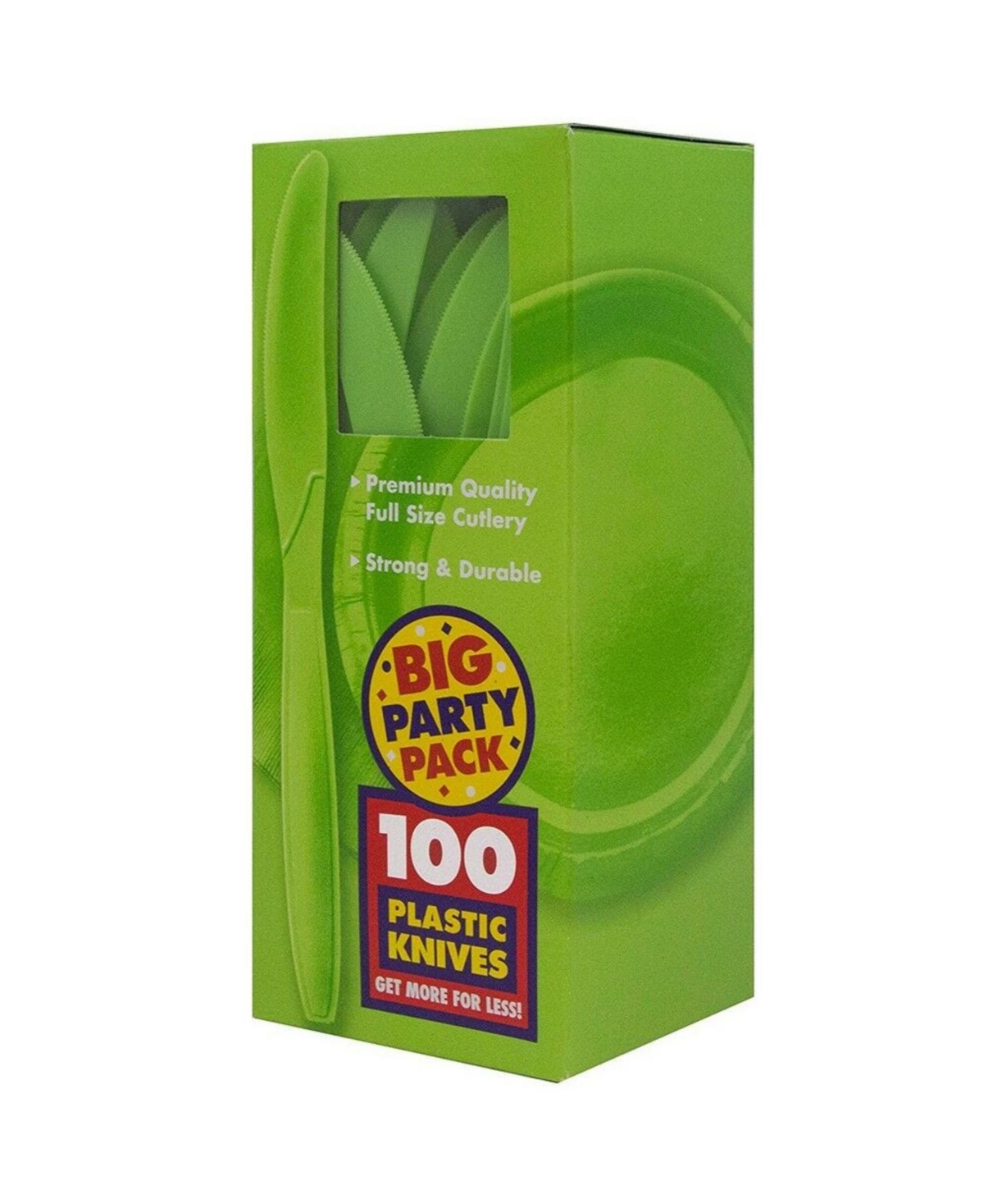 Jam Paper Big Party Pack Of Premium Plastic Knives In Lime Green