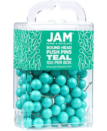JAM Paper Push Pins, Round Head Map Thumb Tacks, Rose Gold, 100/Pack 