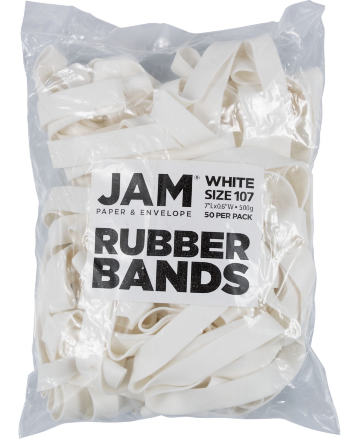 Jam Paper Durable Rubber Bands In White