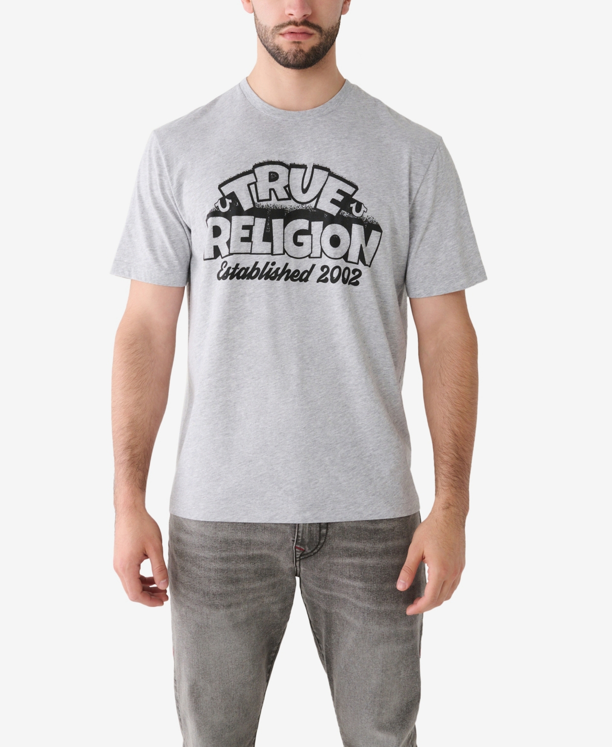 True Religion Men's Short Sleeve Relaxed Bubble T-shirt In Heather Gray