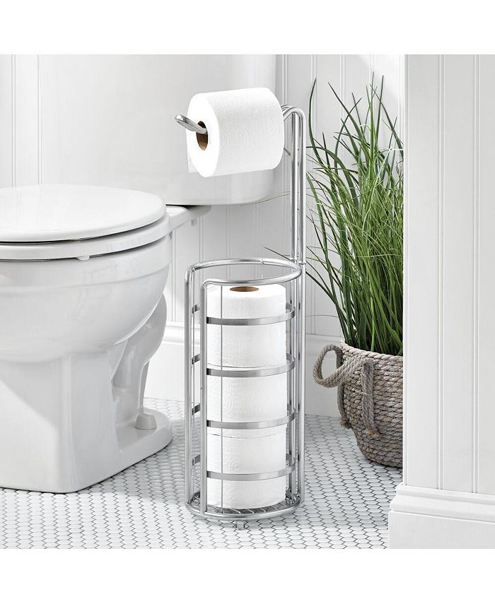 mDesign Metal Toilet Paper Holder Stand and Dispenser, Holds 4 Rolls
