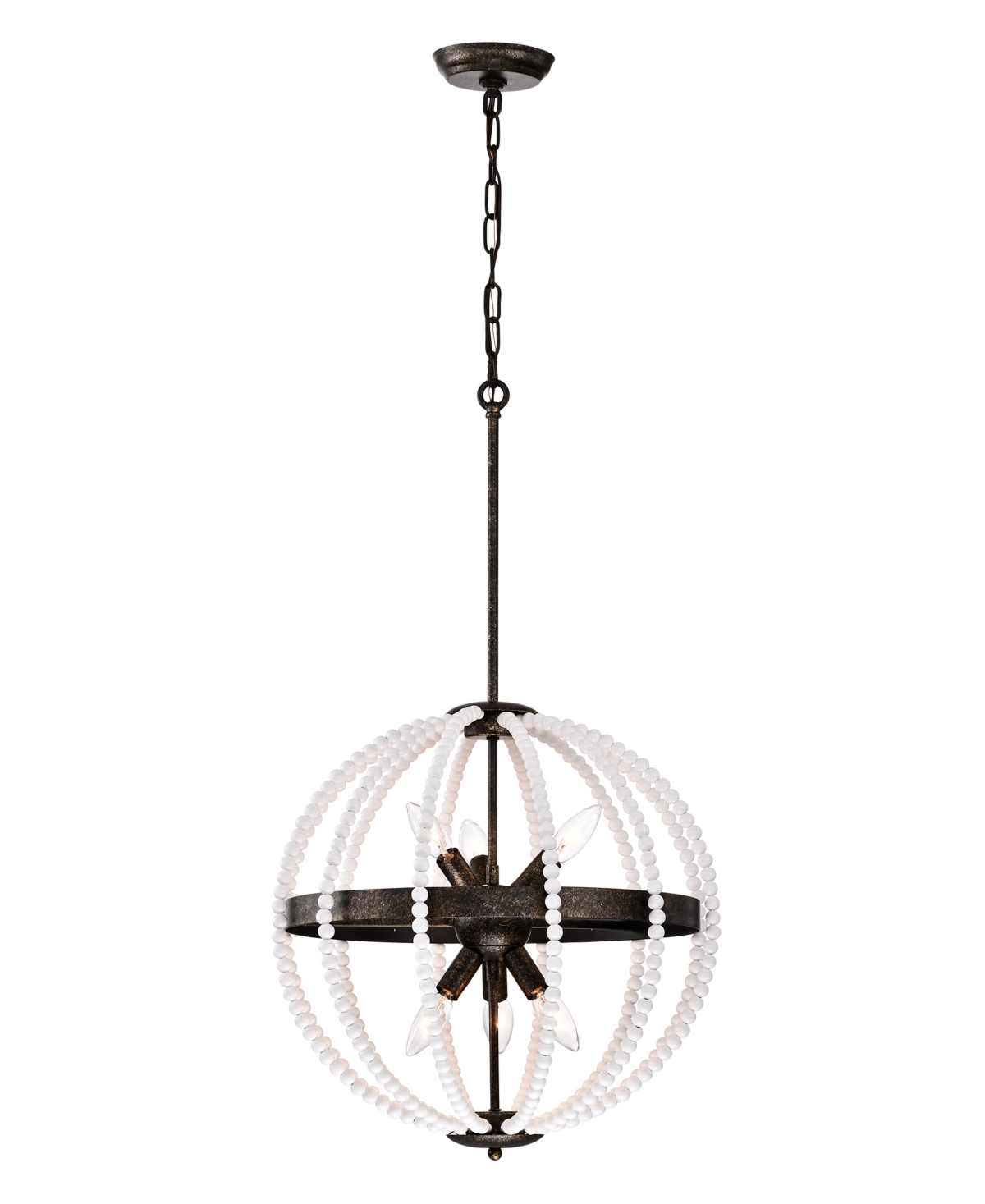 Home Accessories Cary 19" Indoor Finish Chandelier With Light Kit In White And Rustic Black