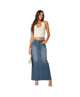 Women's Elowyn slitted denim maxi skirt