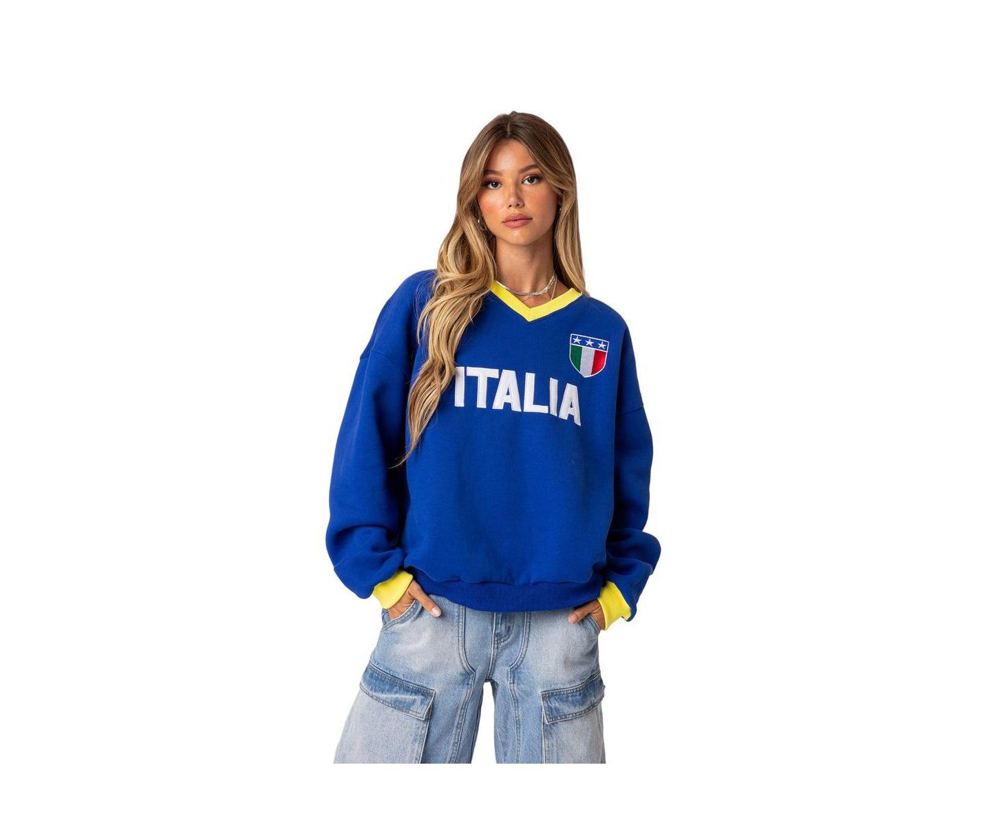 Женский свитшот Edikted France Oversized Sweatshirt, цвет: Синий — фото 3