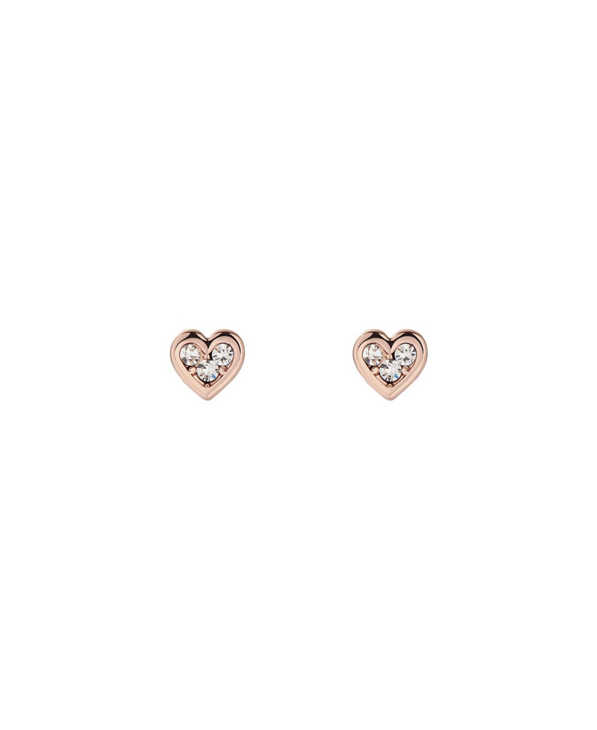 Neena: Crystal Small Heart Stud Earrings For Women - Rose gold