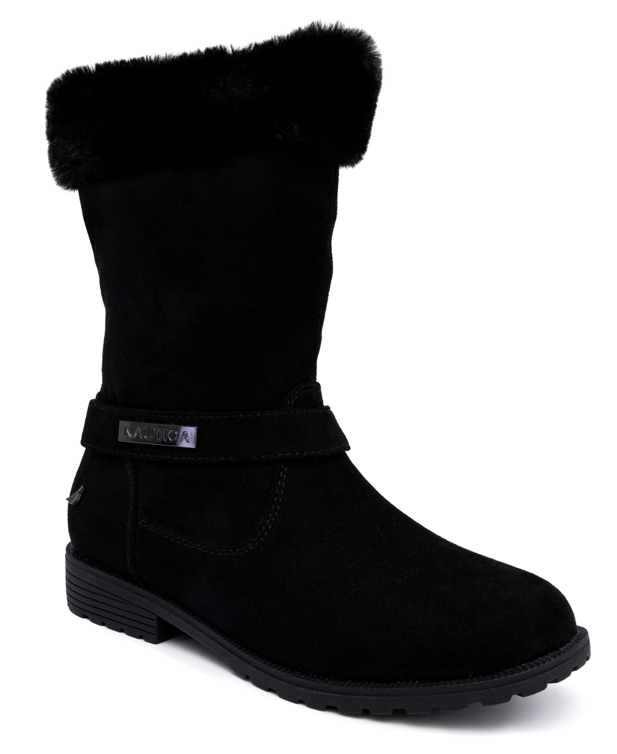 Shop Nautica Big Girls Cosima Cold Weather Faux Fur Boots In Black