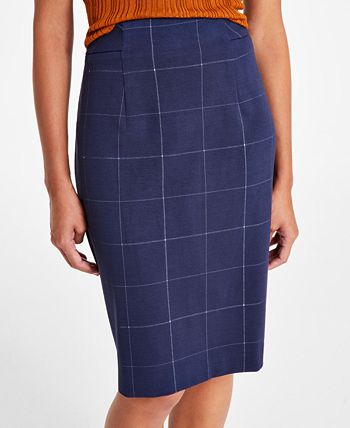 Windowpane plaid deals pencil skirt