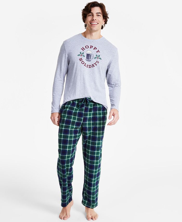 Club Room Men's Plaid Fleece Pajama Top & Pants Set, Created for