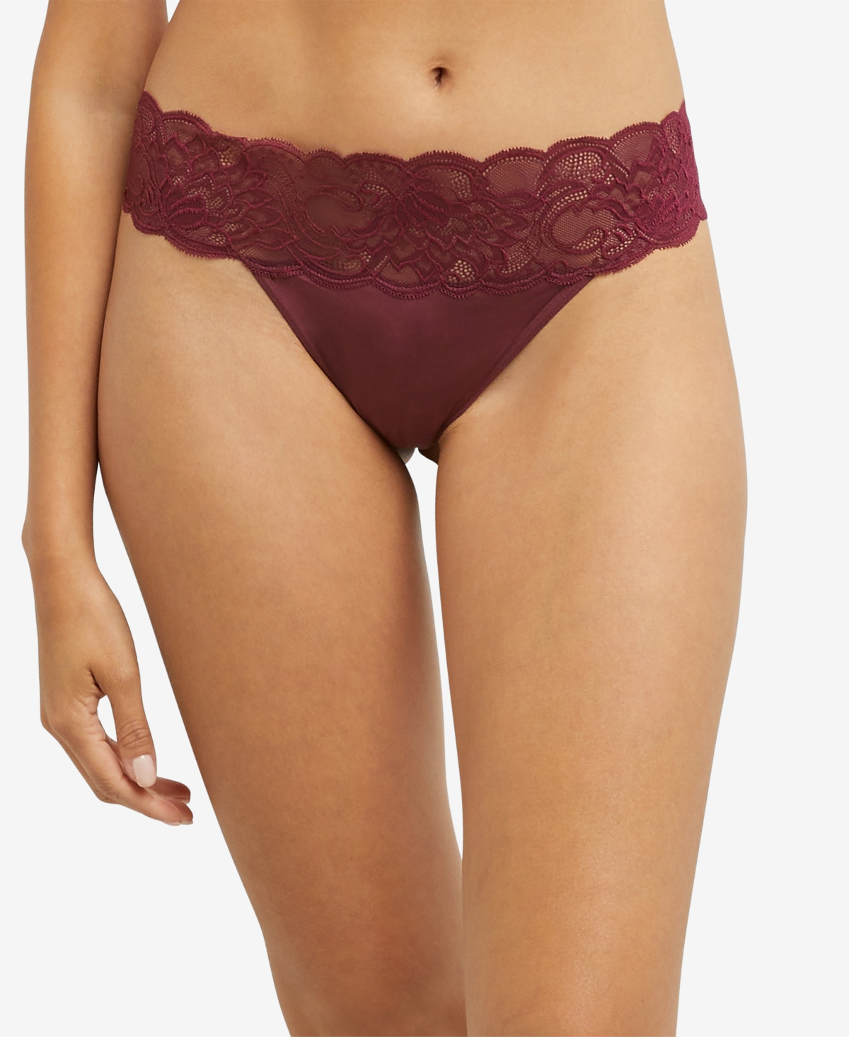 Maidenform Sexy Must Have Sheer Lace Thong Underwear Dmeslt In Cola Red