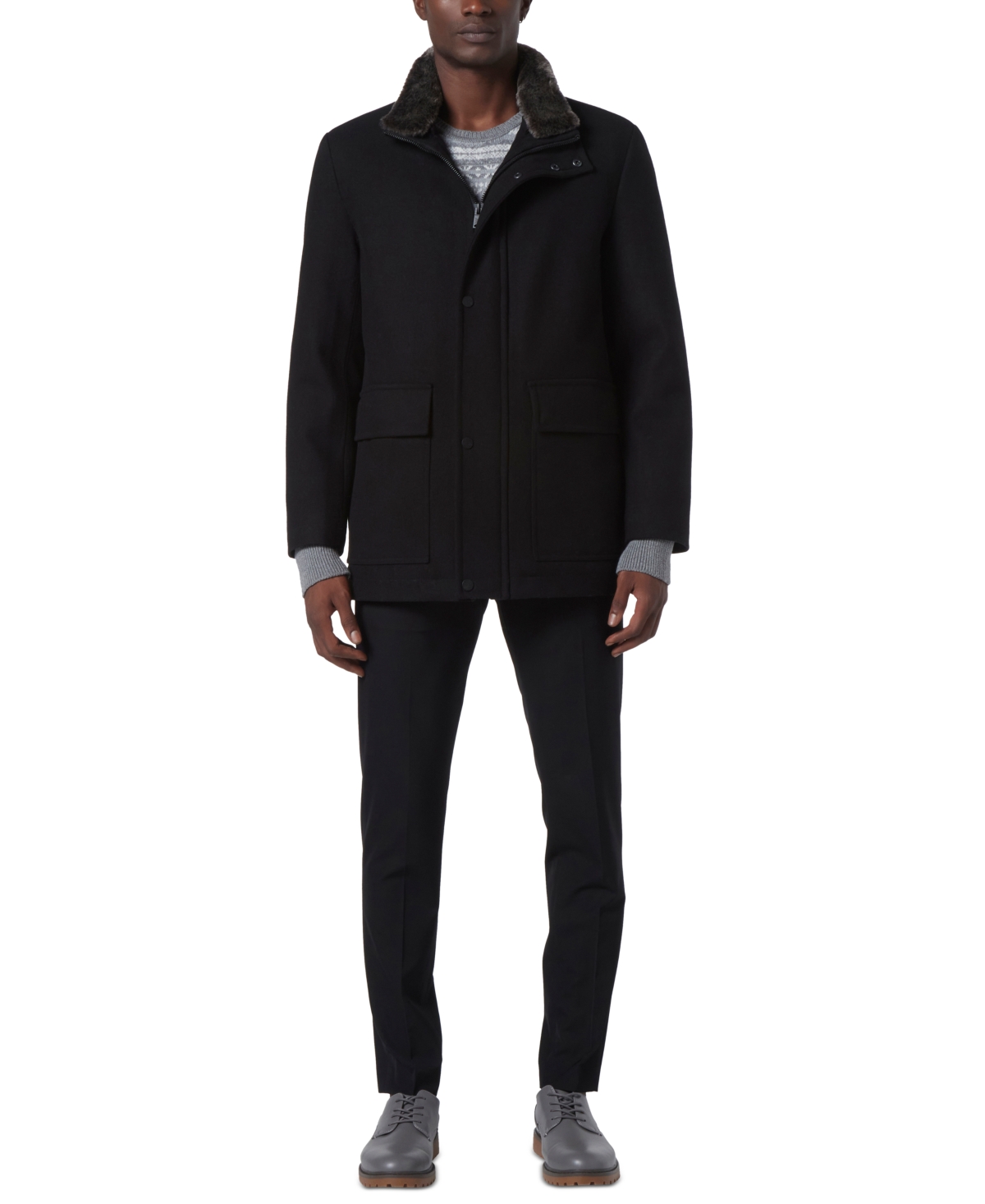 Melton car coat with removable bib sale