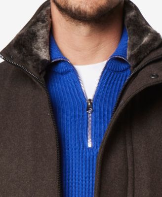 Men's Brooks Melton Wool Car Coat with Faux Fur Collar
