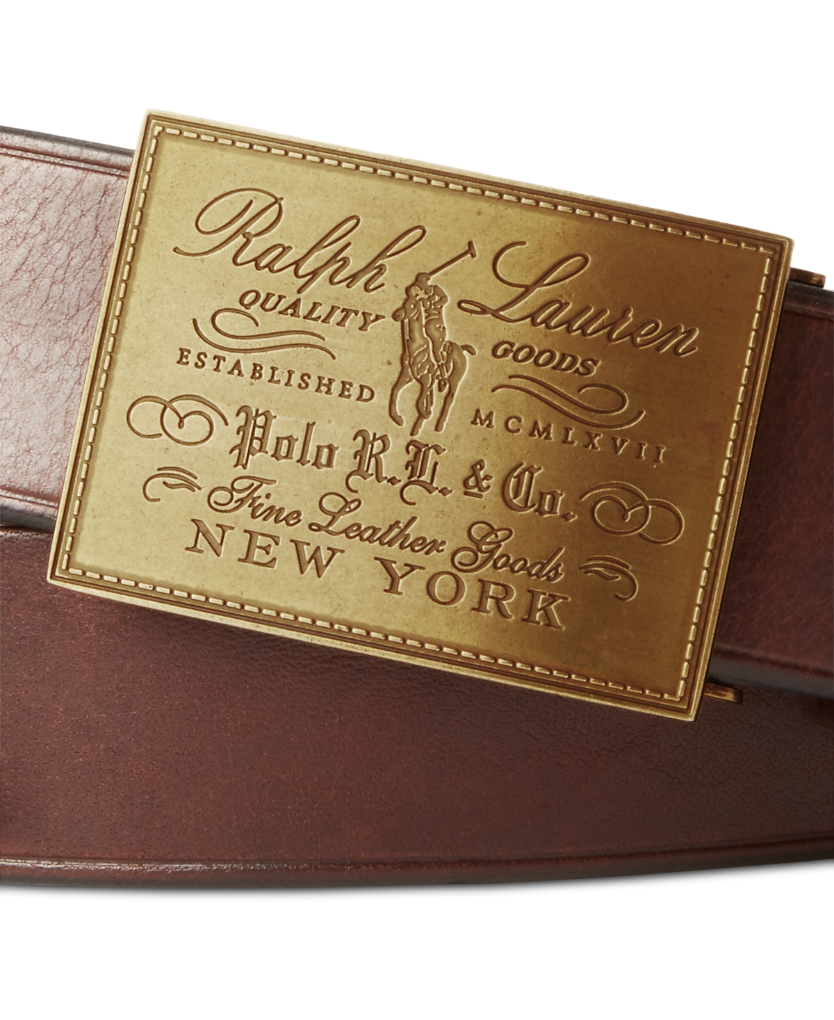 Shop Polo Ralph Lauren Men's Heritage Plaque-buckle Belt In Brown