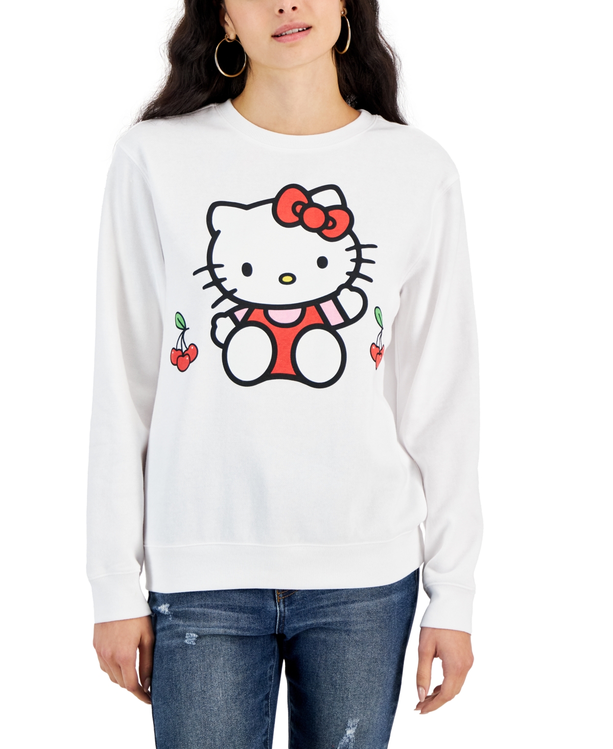 Juniors' Hello Kitty Cherry Graphic Sweatshirt - White