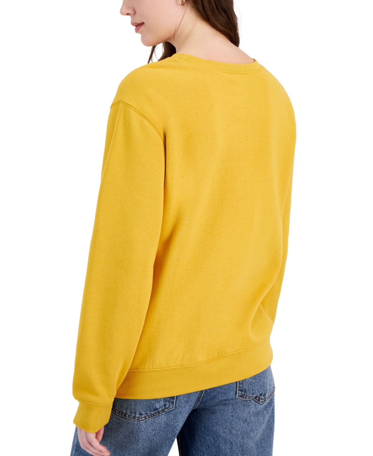 Shop Love Tribe Juniors' Mustang Crewneck Sweatshirt In Honey Gold