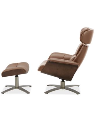 Janer Leather Swivel Chair & Ottoman Set, Created for Macy's