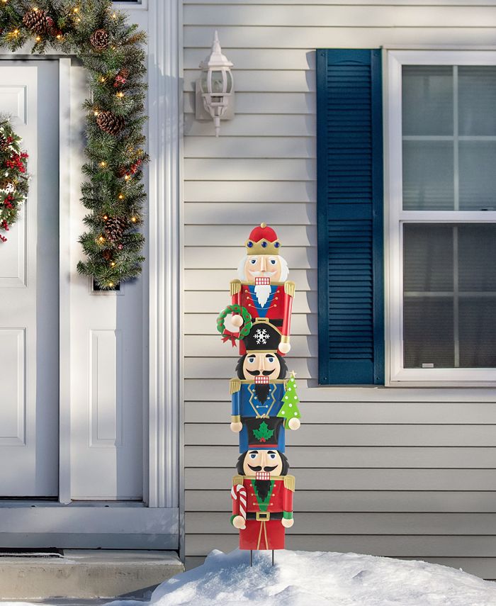 Glitzhome Metal Nutcracker Yard Stake or Standing Decor or Wall Decor