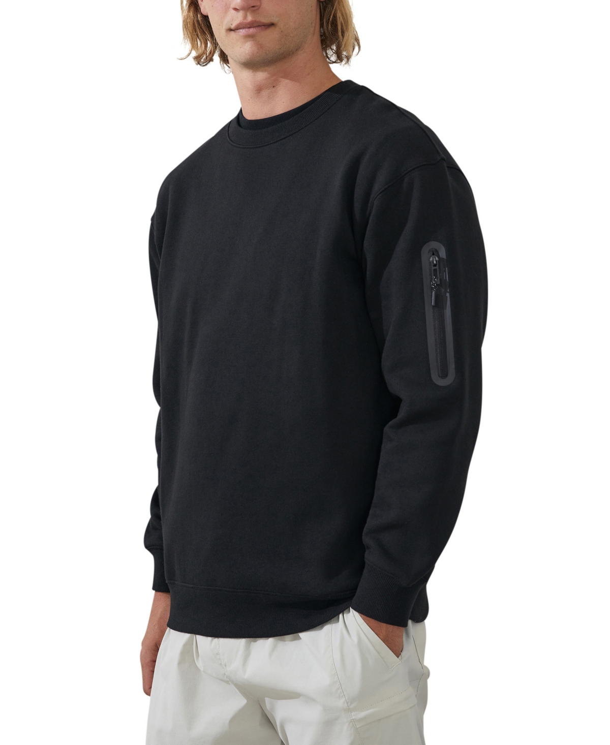 Cotton On Men's Active Crew Fleece Sweatshirt In Black