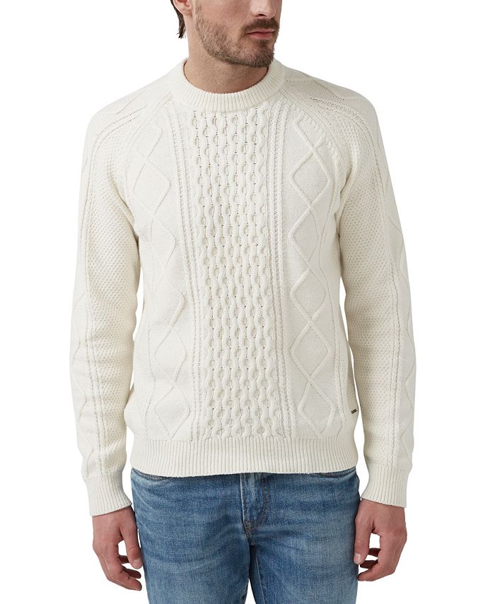 Maglione Uomo Buffalo David Bitton Girocollo A Trecce, Vestibilità Comoda, Colorblock Invernale