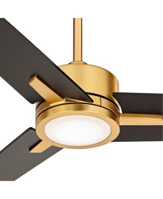 60" Monte Largo Mid Century Modern 3 Blade Large Indoor Ceiling Fan with Light LED Remote Control Soft Brass Black for House Bedroom Living Room Home Kitchen Dining Office - Casa Vieja