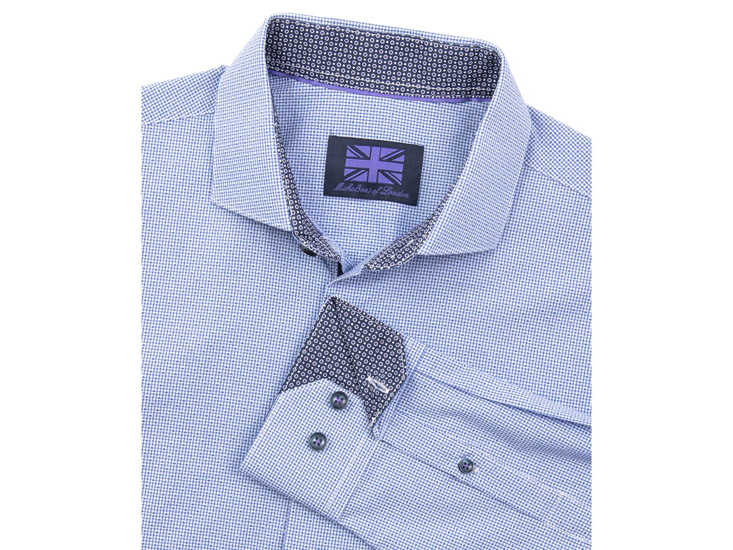 Мужская рубашка MICHELSONS OF LONDON Regular-Fit Gingham Dot Dress Shirt, цвет: Синий — фото 4