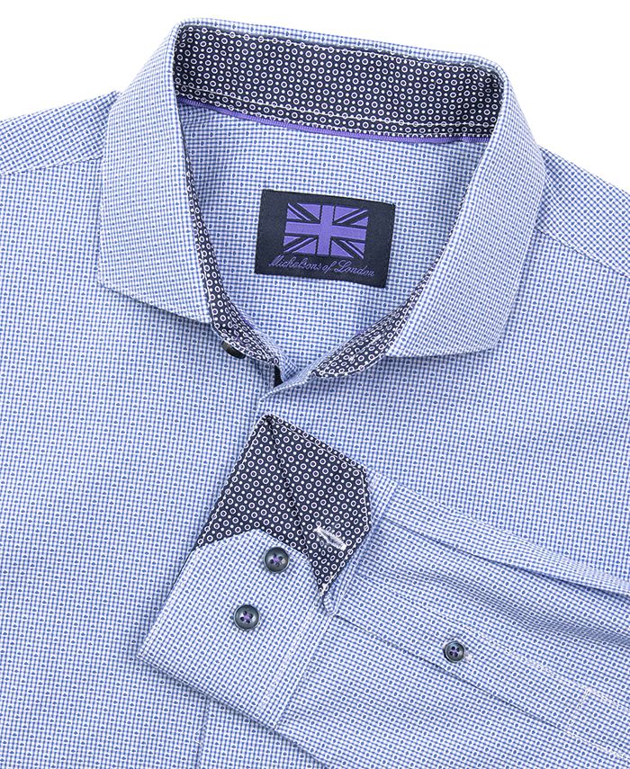 MICHELSONS OF LONDON Men's Regular-Fit Gingham Dot Dress Shirt - Macy's