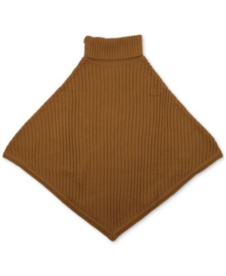 Women's Wide-Rib Button Turtleneck Poncho