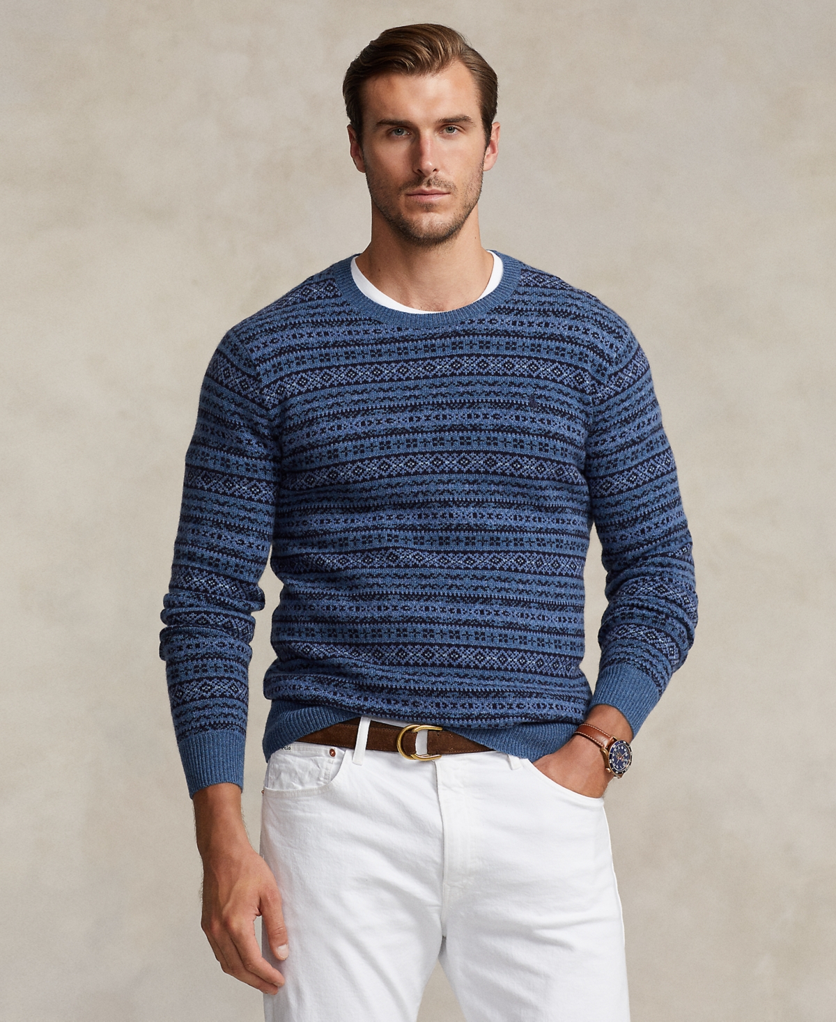 Polo Ralph Lauren Fair Isle Wool Sweater In Navy Combo