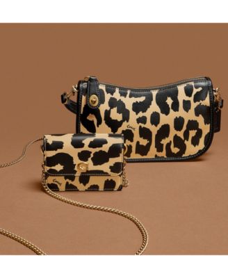 COACH Leopard Printed Mini Leather Swinger 20
