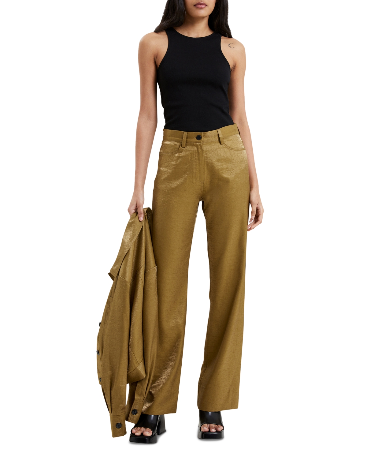 French Connection Women's Cammie Shimmer Trousers In Nutria