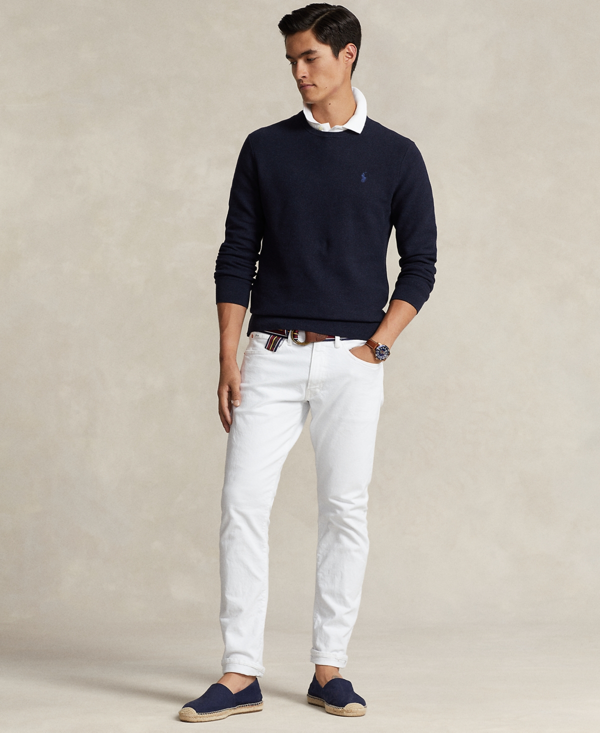 Polo Ralph Lauren Men's Textured Cotton Crewneck Sweater In Blue