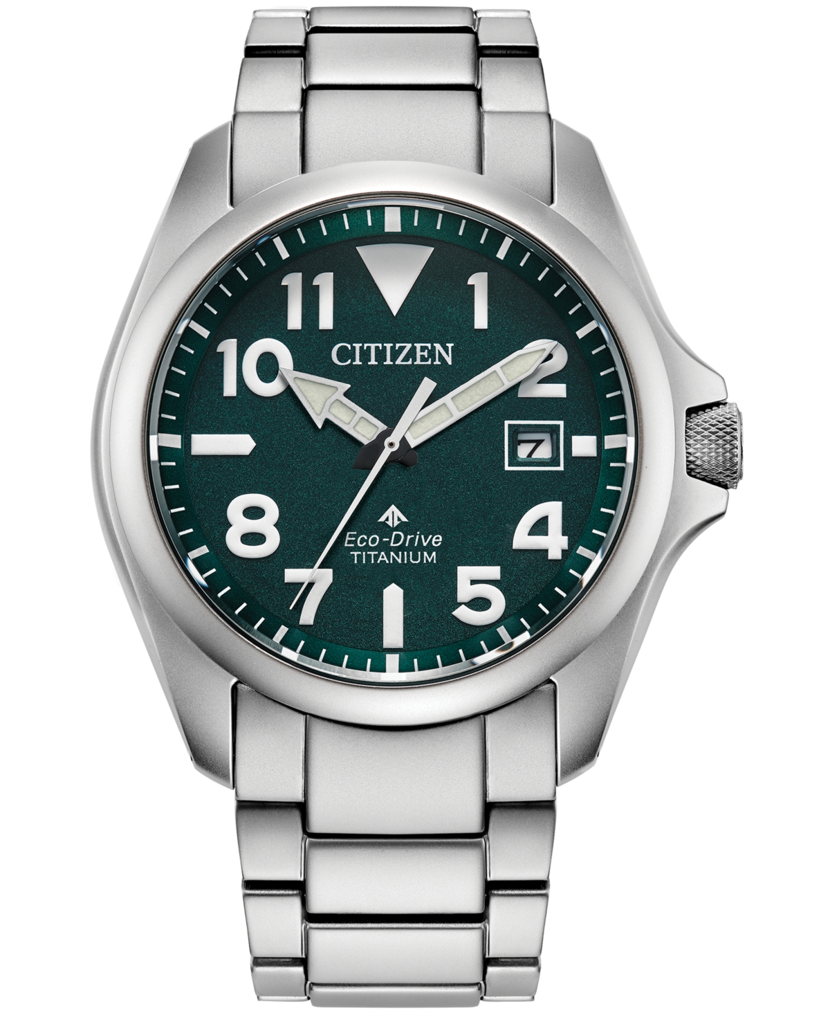 Citizen Men's Promaster Land Eco-drive Silver-tone Titanium Bracelet Watch 41mm In Green/silver