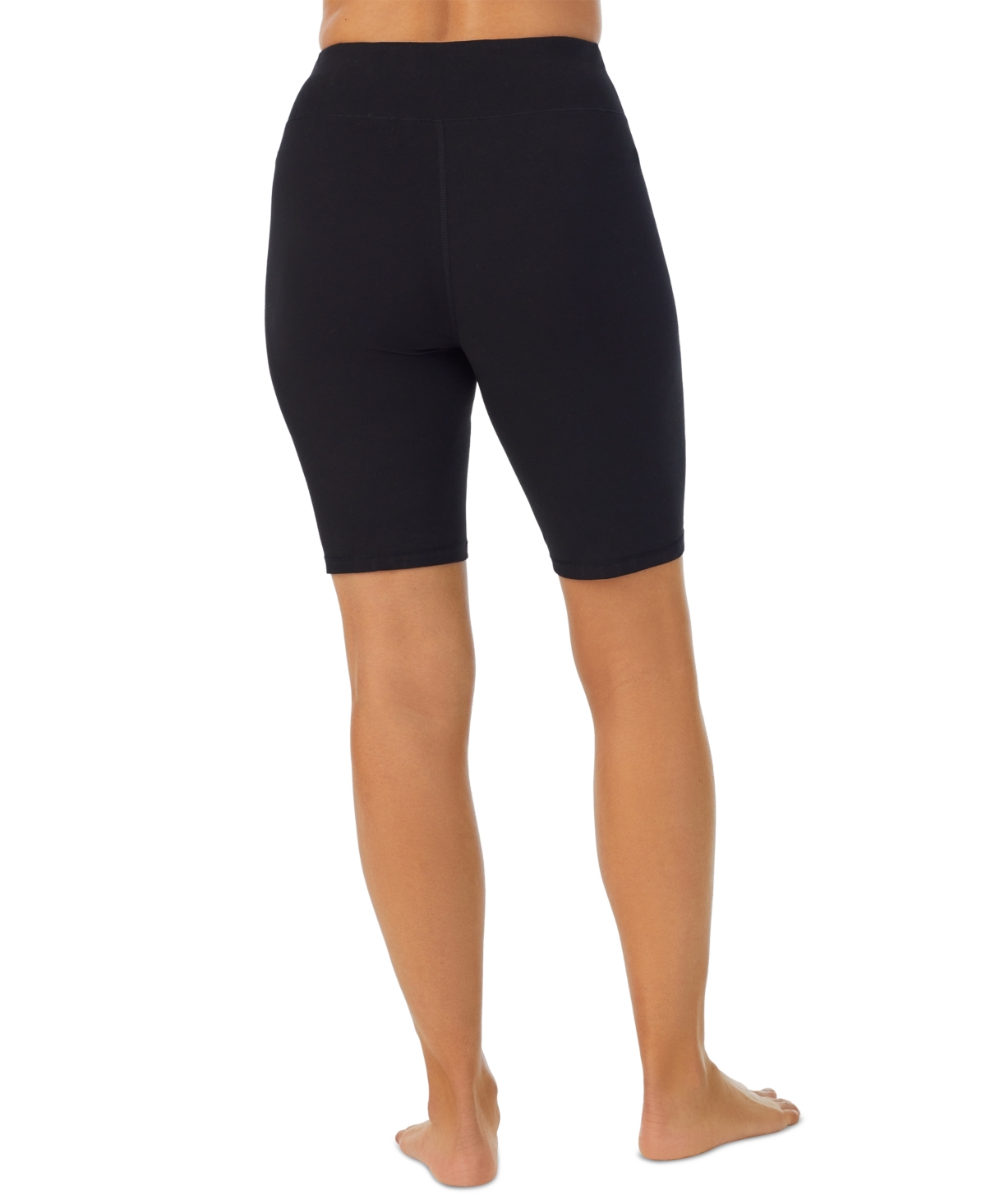 Shop Cuddl Duds Women's Cottonwear High-rise Wide-waist Bike Shorts In Black