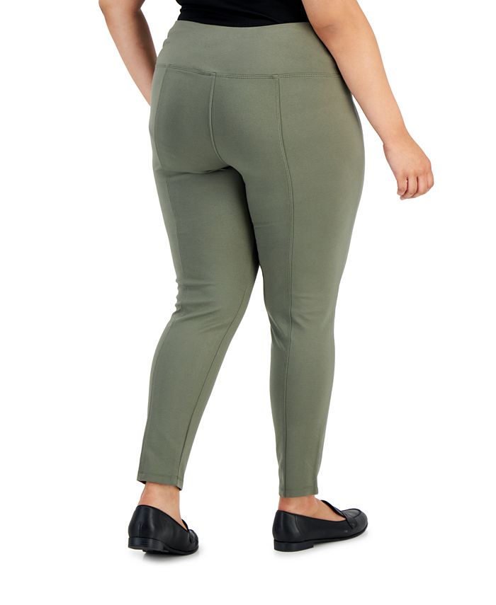 Style & Co Women's Plus Size Ponté Knit Snap-Bottom Leggings Dark Gray Size Petite Small