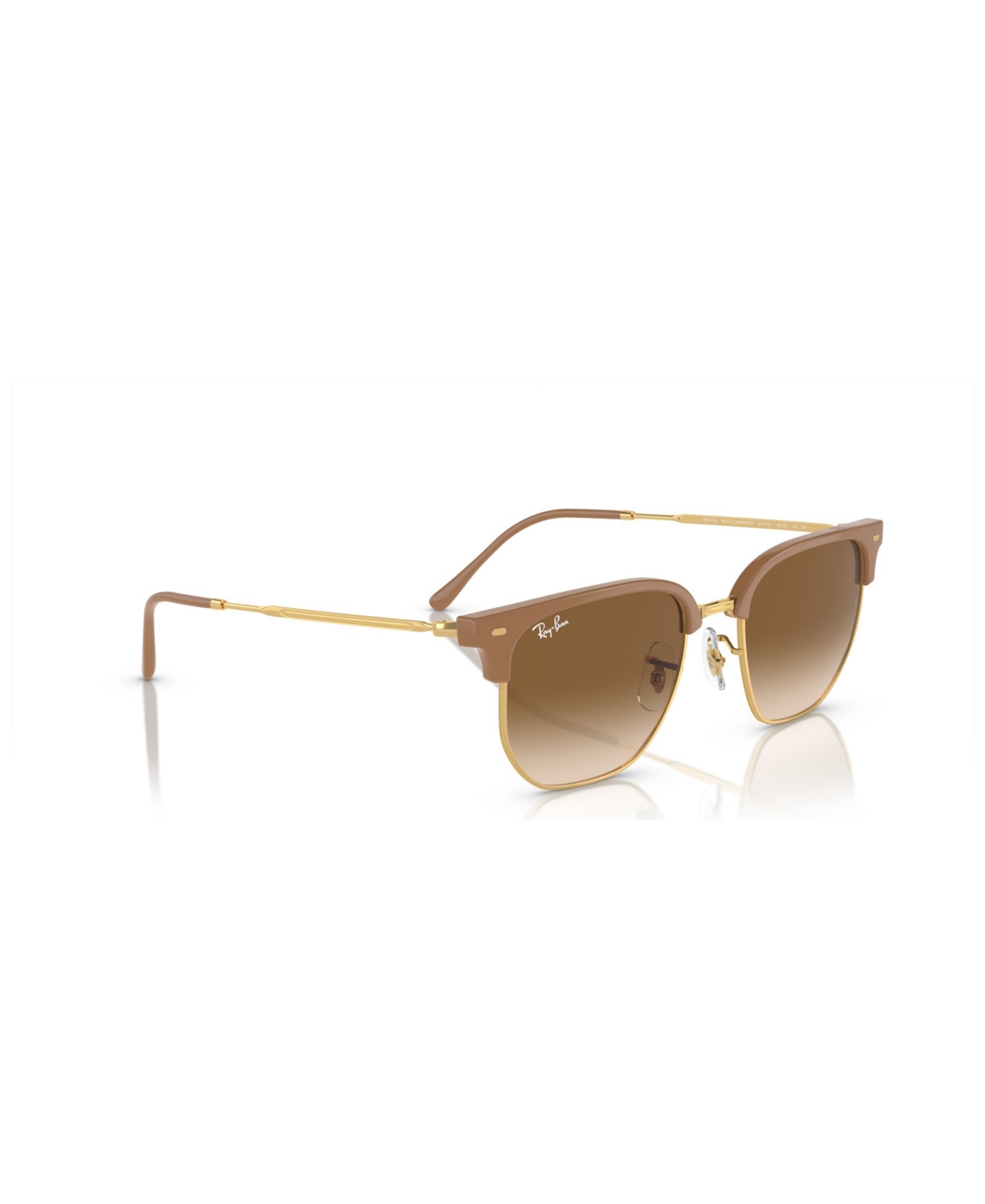 Shop Ray Ban Unisex New Clubmaster Sunglasses, Gradient Rb4416 In Beige On Gold