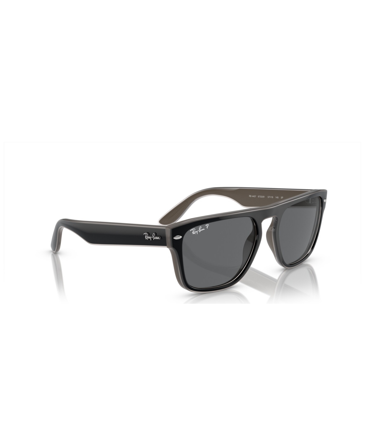 Ray Ban Unisex Polarized Sunglasses, Rb4407 In Black And Light Gray And Transparent Gra
