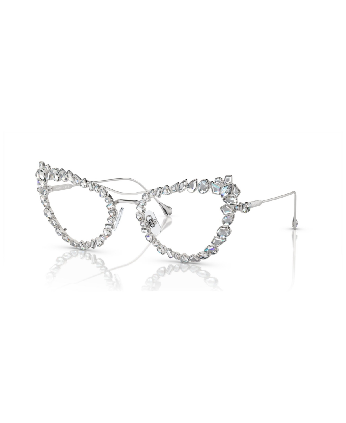 Shop Swarovski Women's Blue Light Glasses With Crystals Clip-on, Sk7011 In Silver