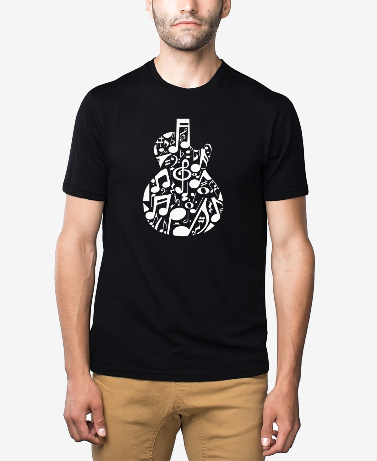 La Pop Art Men's Music Notes Guitar Premium Blend Word Art T-shirt