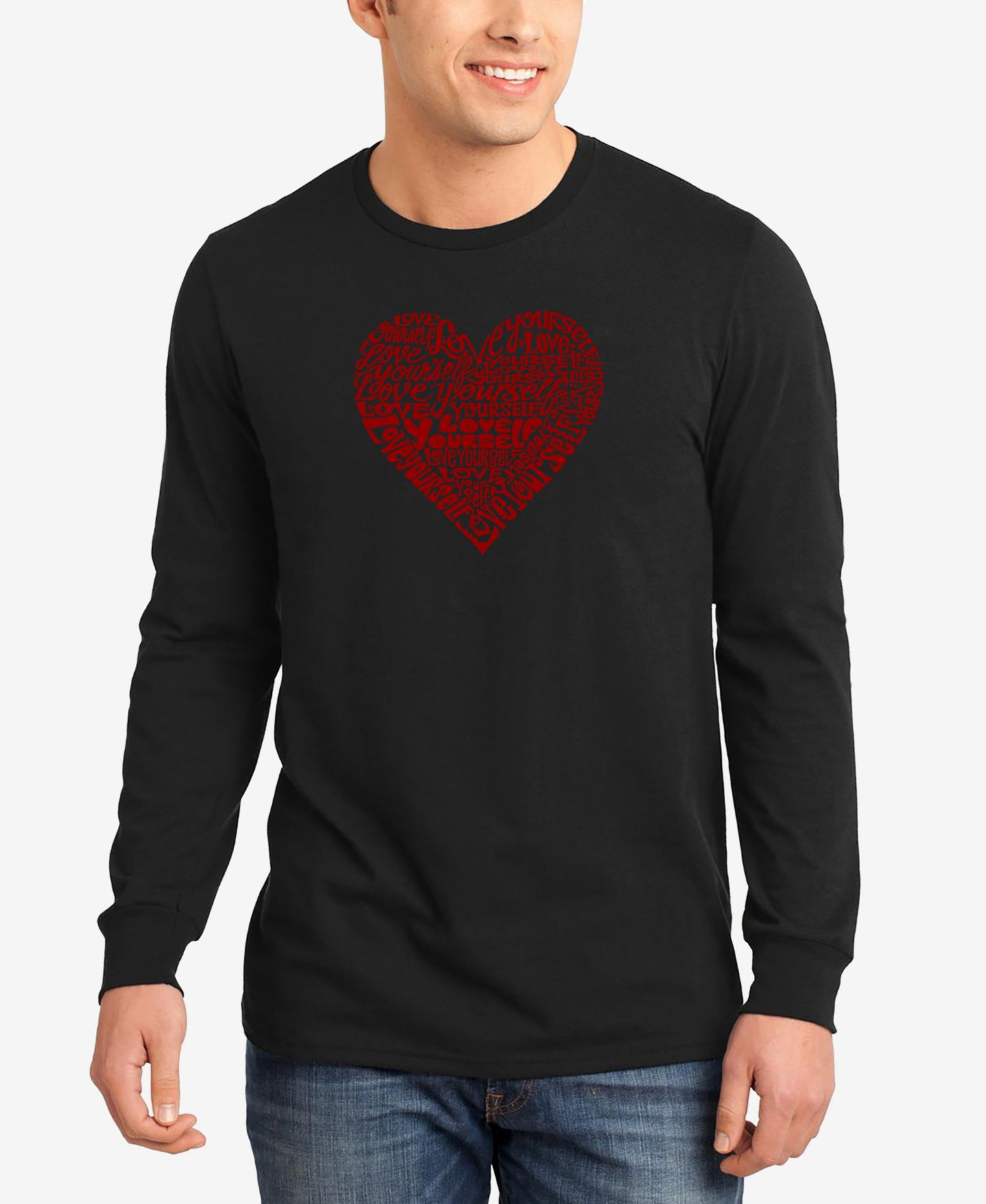 Мужская футболка LA Pop Art Love Yourself Word Art Long Sleeve, цвет: Чёрный — фото 1