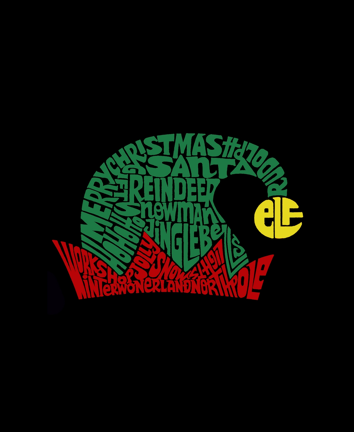 La Pop Art Men's Christmas Elf Hat Premium Blend Word Art T-shirt
