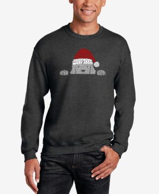 Men's Christmas Peeking Dog Word Art Crewneck Sweatshirt