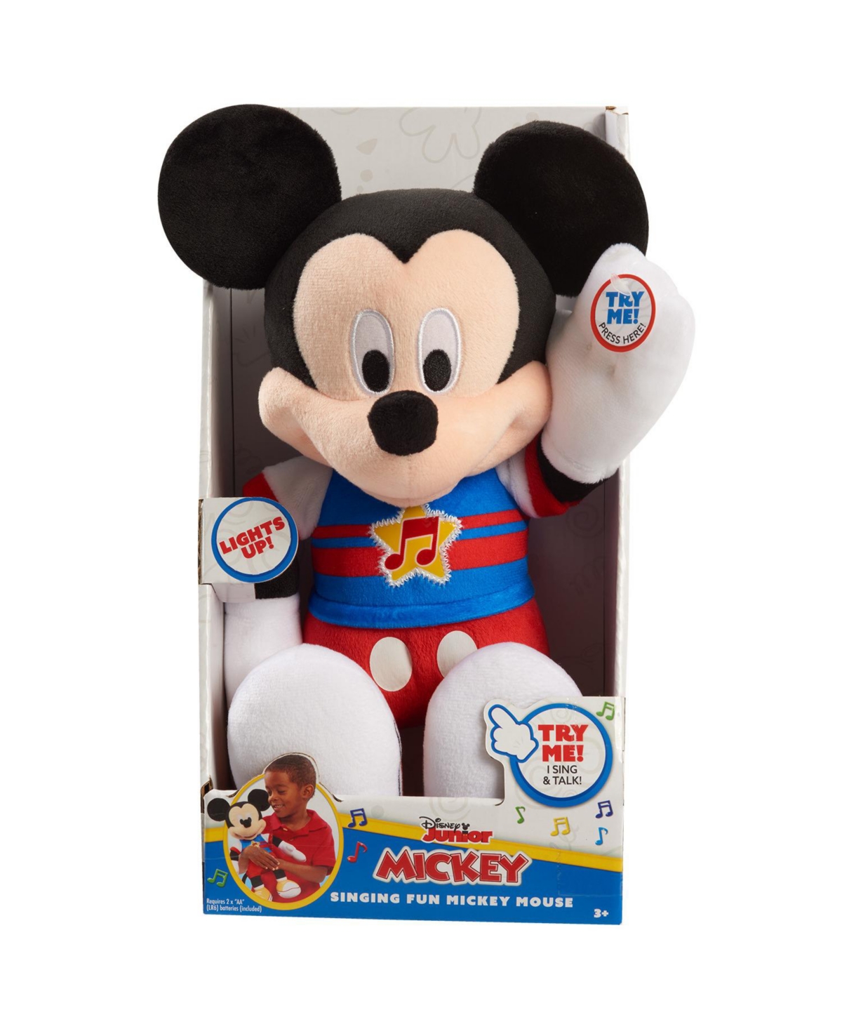 Sesame Street Disney Junior Mickey Mouse Funhouse Singing Fun Mickey Mouse 13" Lights And Sounds Feature Plushie, In Multi