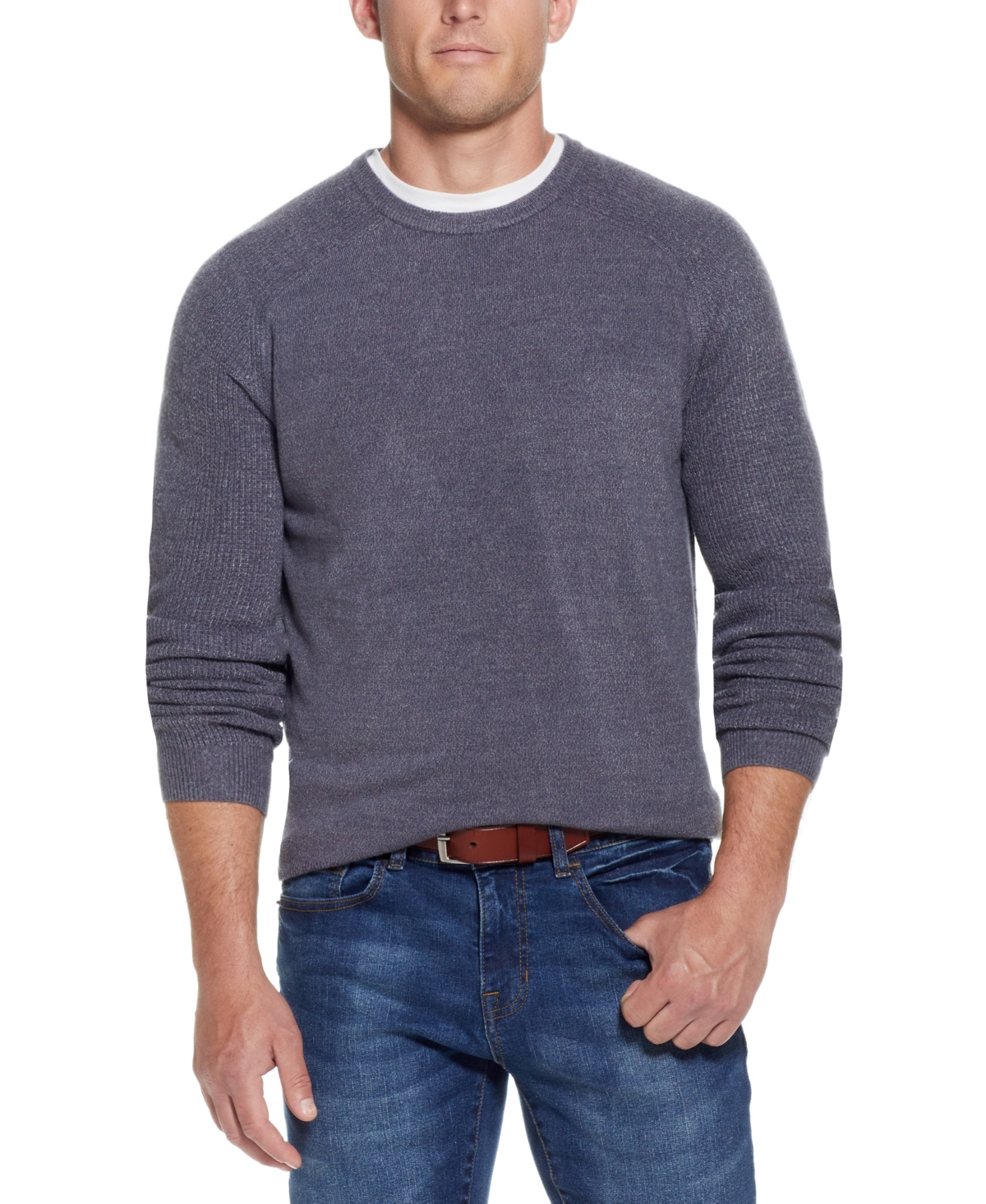 Weatherproof Vintage Men's Soft Touch Raglan Crew Neck Sweater In Gray Blue