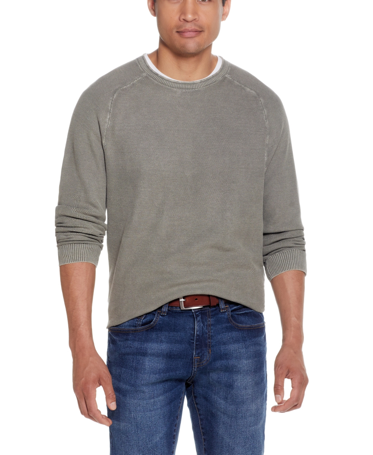 Weatherproof Vintage Men's Stonewash Long Sleeve Sweater In Tea Leaf