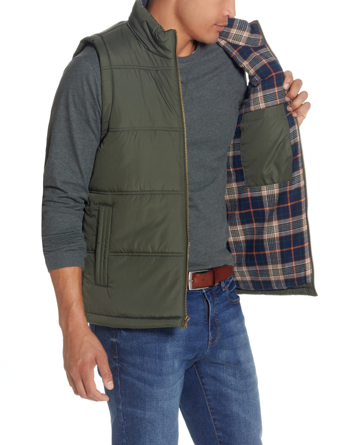 Weatherproof Vintage Men's Flannel Lined Puffer Vest
