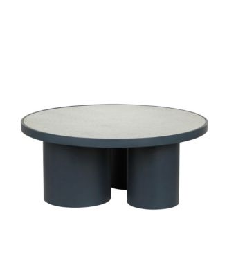 1 Piece Nautilus Wood and Iron Glass Top Coffee Table