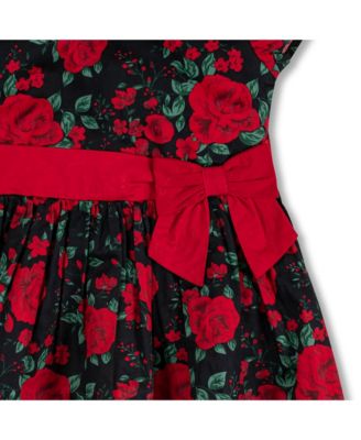 Baby Girls Short Sleeve Ruffle Collar Party Dress with Bow