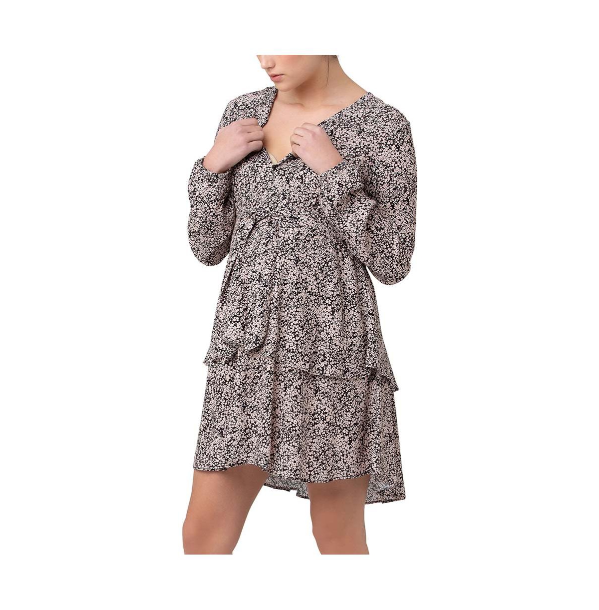 Ripe Maternity Maternity Ripe Florence Nursing Layered DressDusty Pink - Black / dusty pink