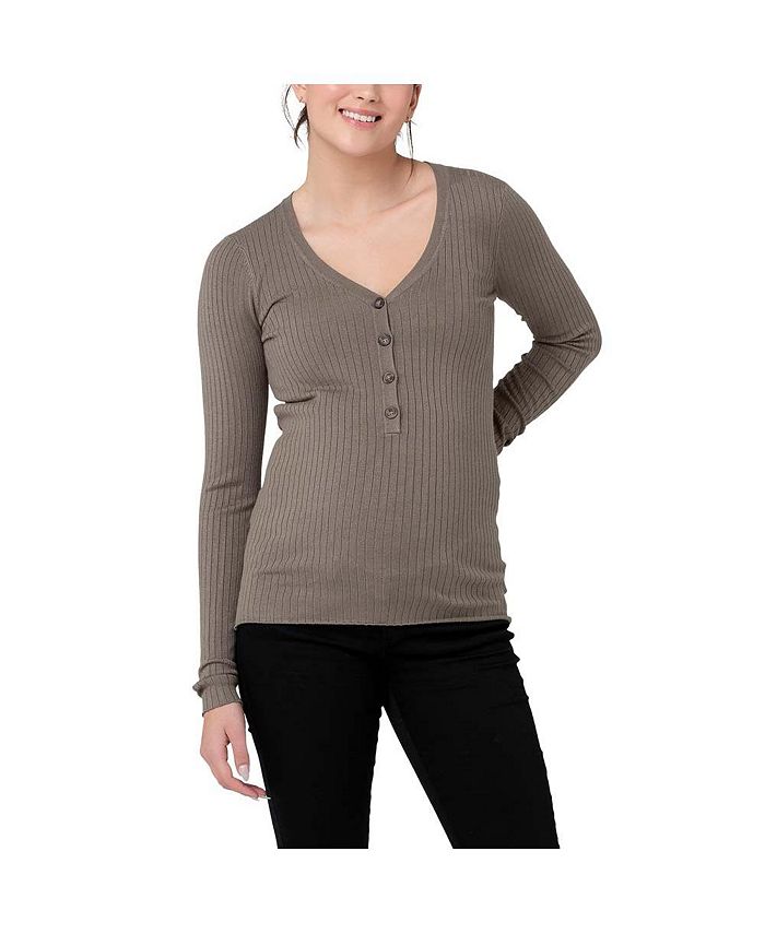 Ripe Maternity Maternity Ripe Zoe Button Up Nursing Knit Top Olive